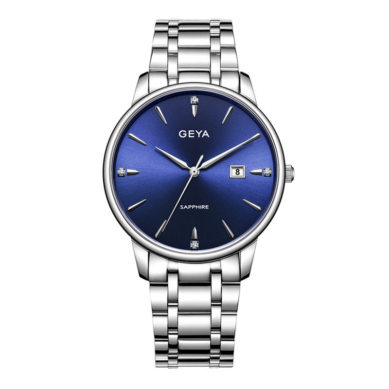 新款正品geya格雅手表钢带日历手表石英防水男女情侣表6222女表