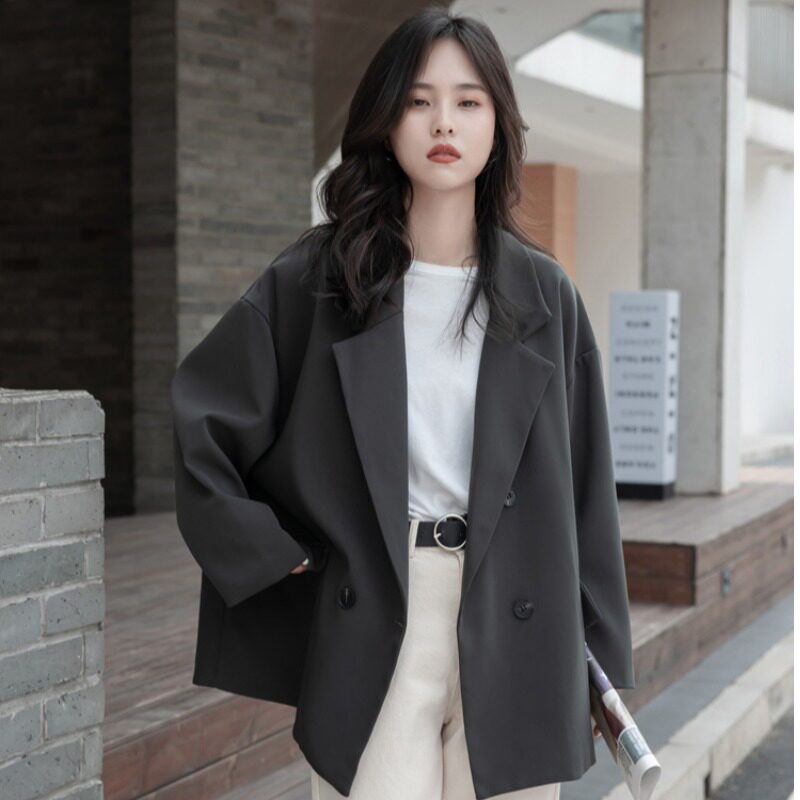 设计感小众休闲chic西装外套女春秋2022新款韩版宽松复古西服上衣