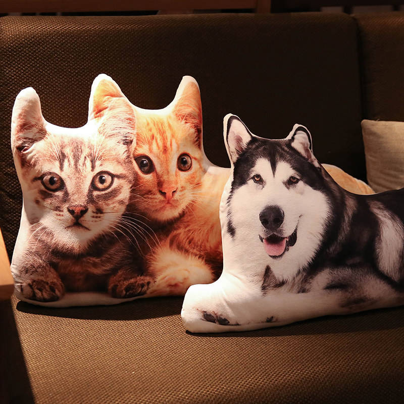 仿真3d狗头猫咪抱枕可爱床头靠垫汽车沙发靠垫