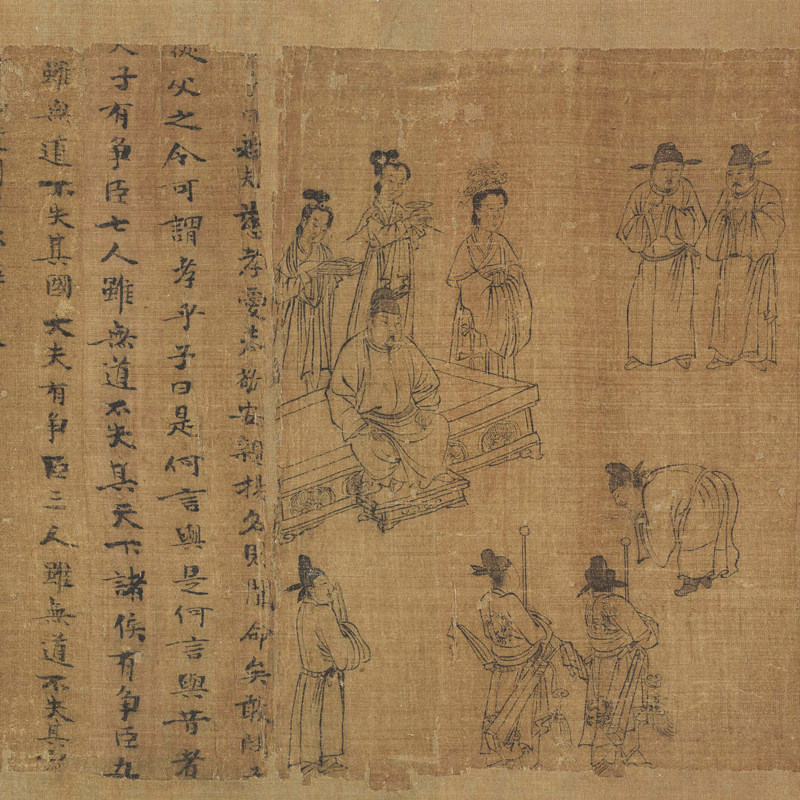 北宋李公麟孝经图卷复古书法字画国画真迹微喷国画