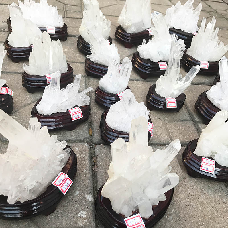 晶立方白水晶簇摆件白色水晶原石一物一图 送底座 室内摆件消磁石