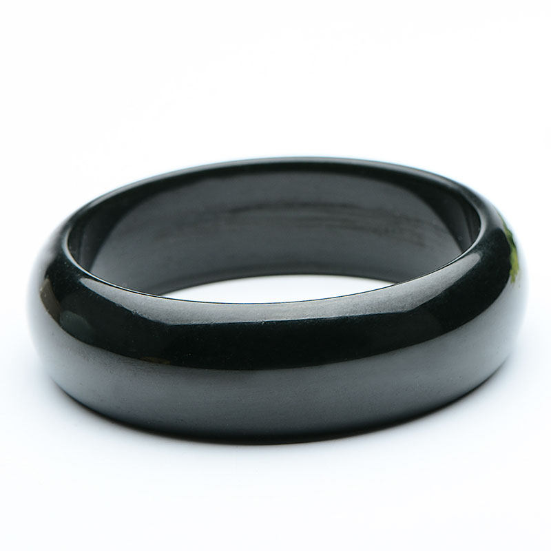 玉镯新疆老坑墨玉手镯和田玉女女士镯子天然手饰