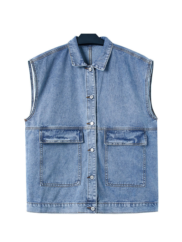 牛仔马甲女宽松夏天外坎肩韩版薄款日bf无袖马夹