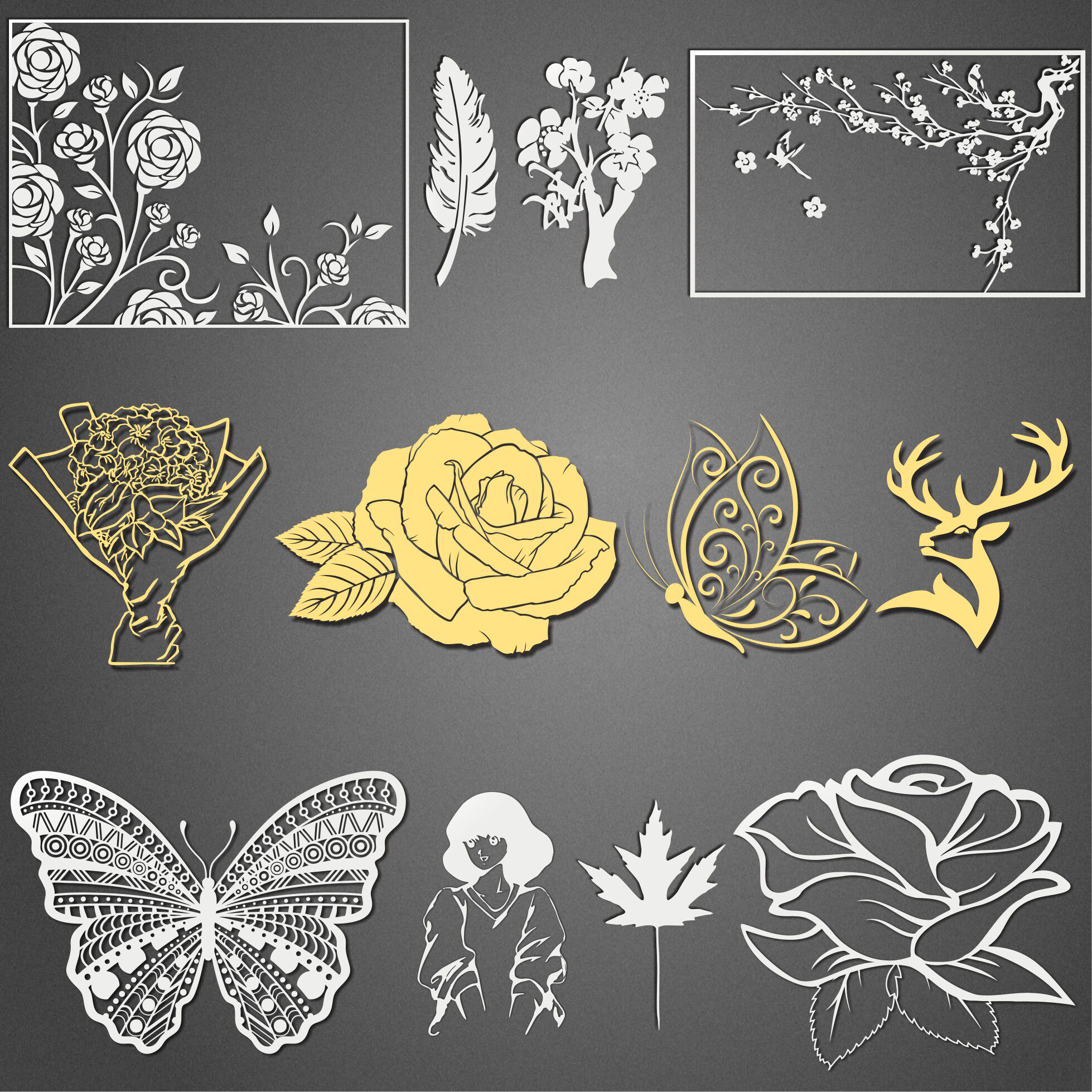 创意文艺小清新玫瑰花电脑装饰贴纸 苹果vivo手机金属贴背贴通用