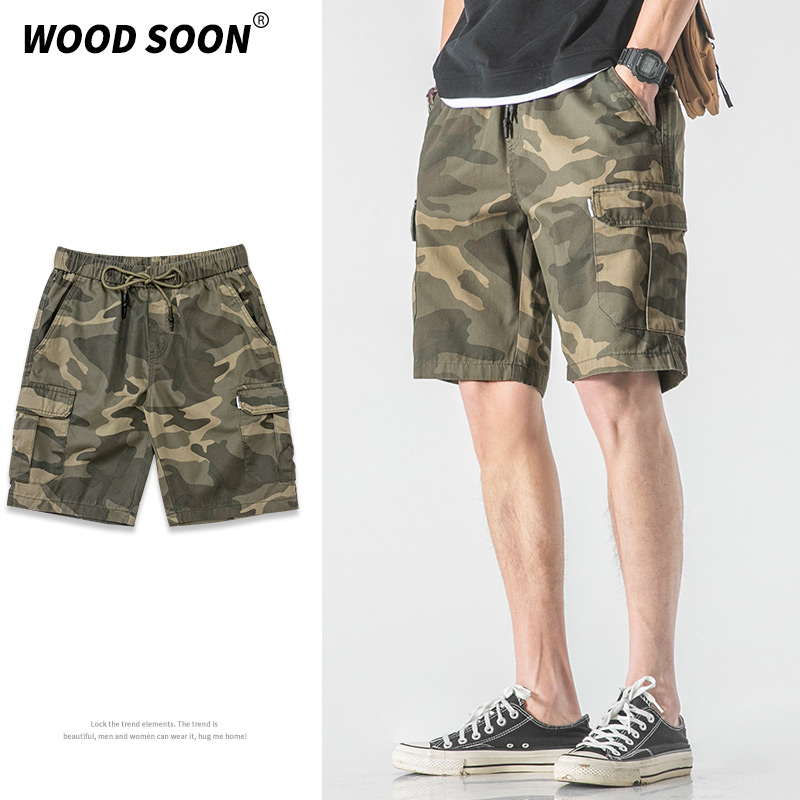 WOODSOON迷彩工装短裤宽松纯棉休闲运动五分裤男外穿青少年中裤潮