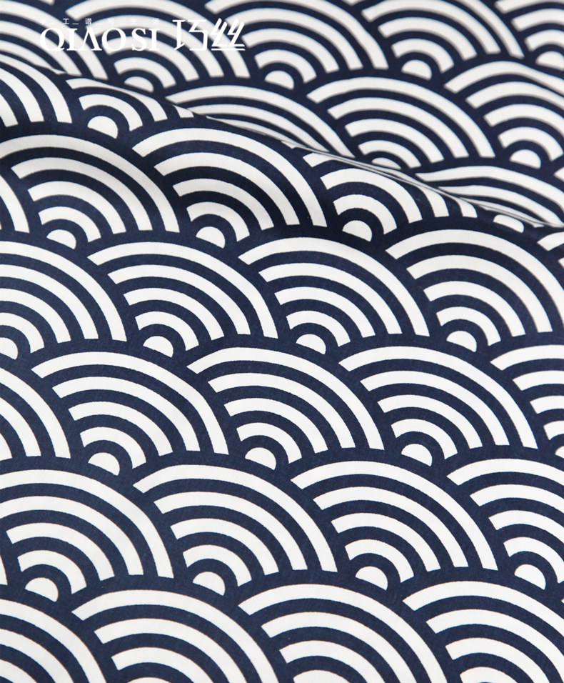 青海海波海浪三重奏3款日本和风全棉印花斜纹海绵垫