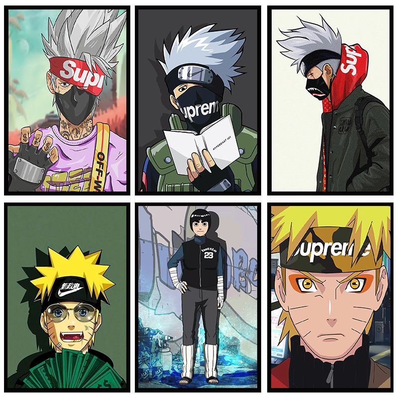 潮牌supreme动漫忍者服装鞋店装饰画儿童酒吧工作室现代装饰画