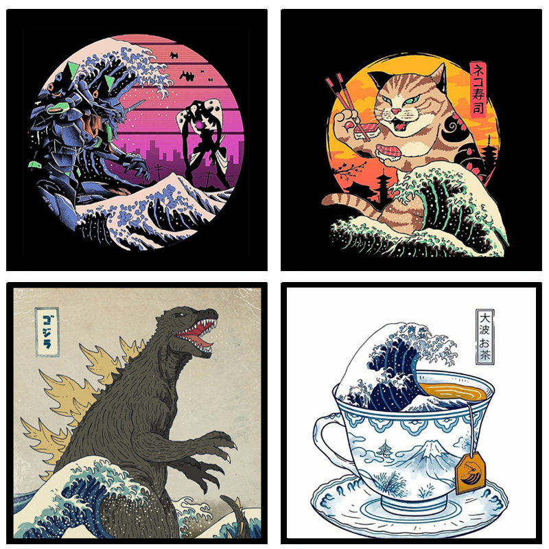 神奈川冲浪浪里日本浮世绘海浪挂画榻榻米酒店日式现代装饰画