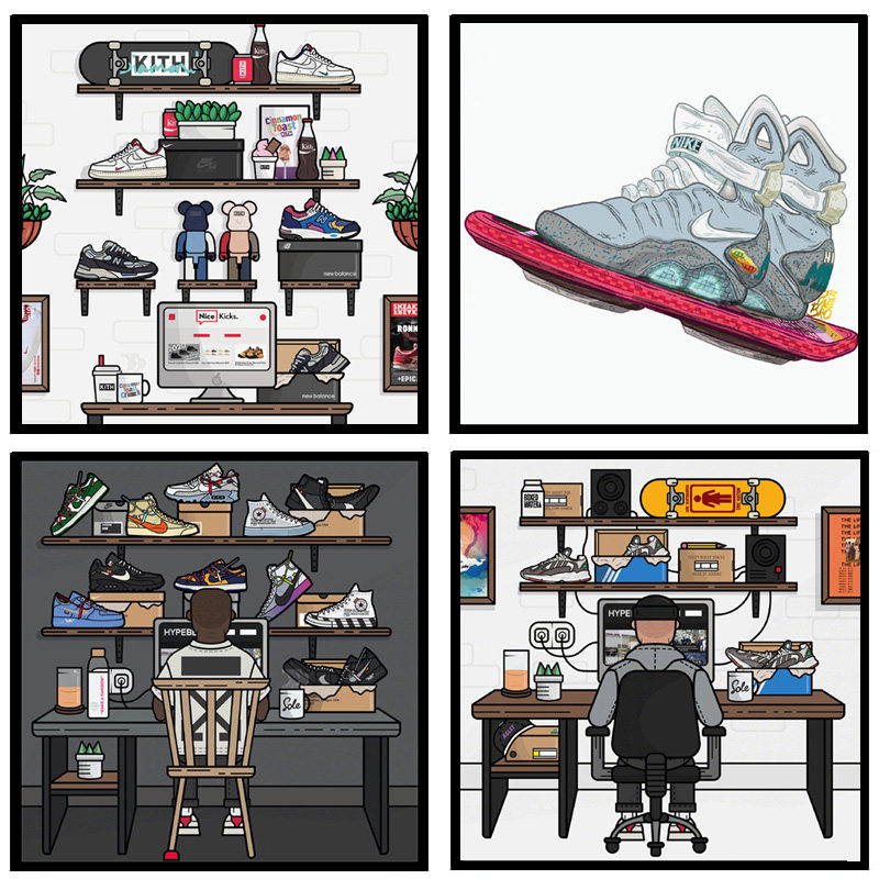 aj鞋店装饰画球鞋挂画潮鞋男鞋子潮牌潮流工作室现代装饰画