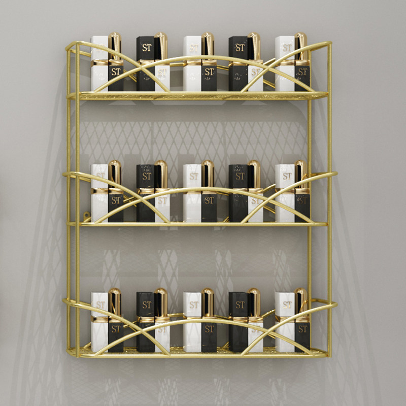 北欧金色挂墙置物架美甲展示架铁艺架子香水化妆品化妆品货架