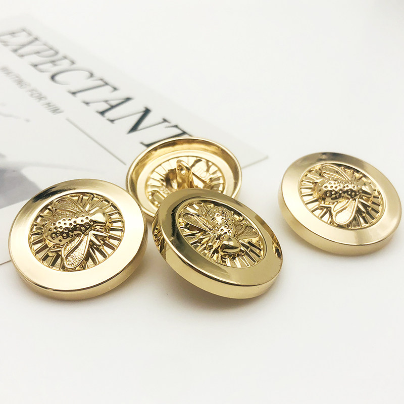 金色圆形扣子高档金属西装大衣衣扣小蜜蜂西服纽扣