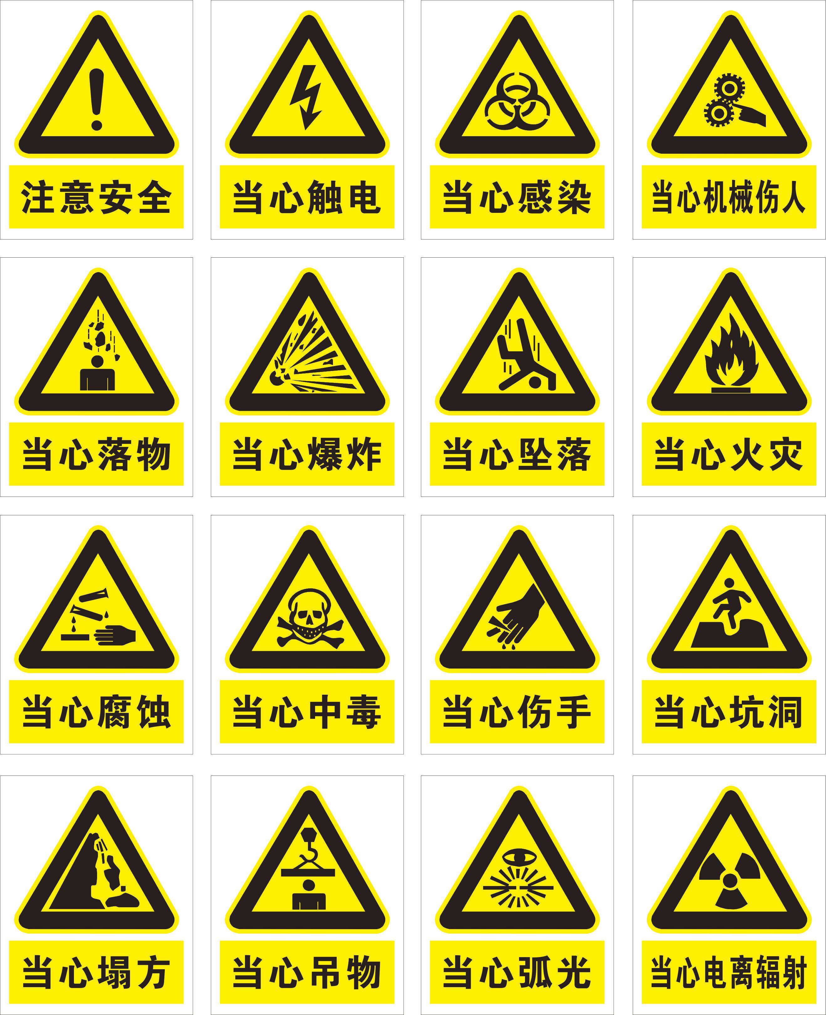 当心触电小心有电危险高压危险警示贴贴纸小心触电安全标识牌