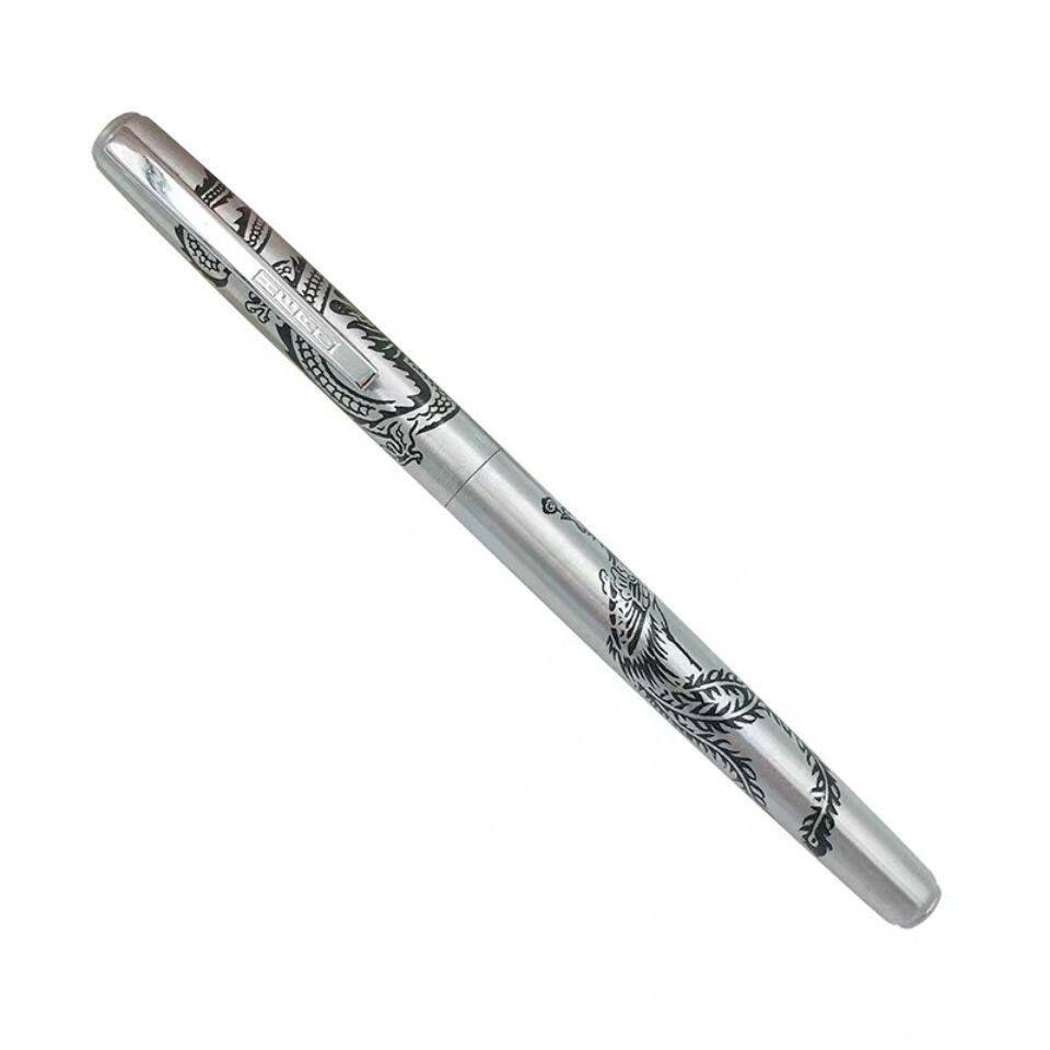 英雄龙凤呈祥图案笔杆钢笔93年上海总厂出品练字钢笔