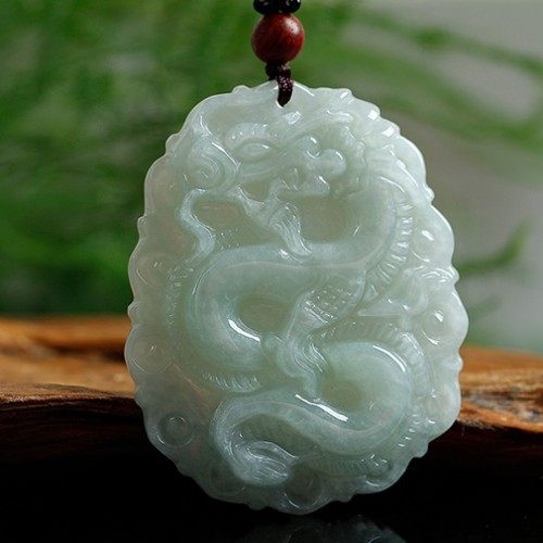 缅甸玉佩龙挂件生肖属相龙属相男款天然绿色冰糯种颈饰