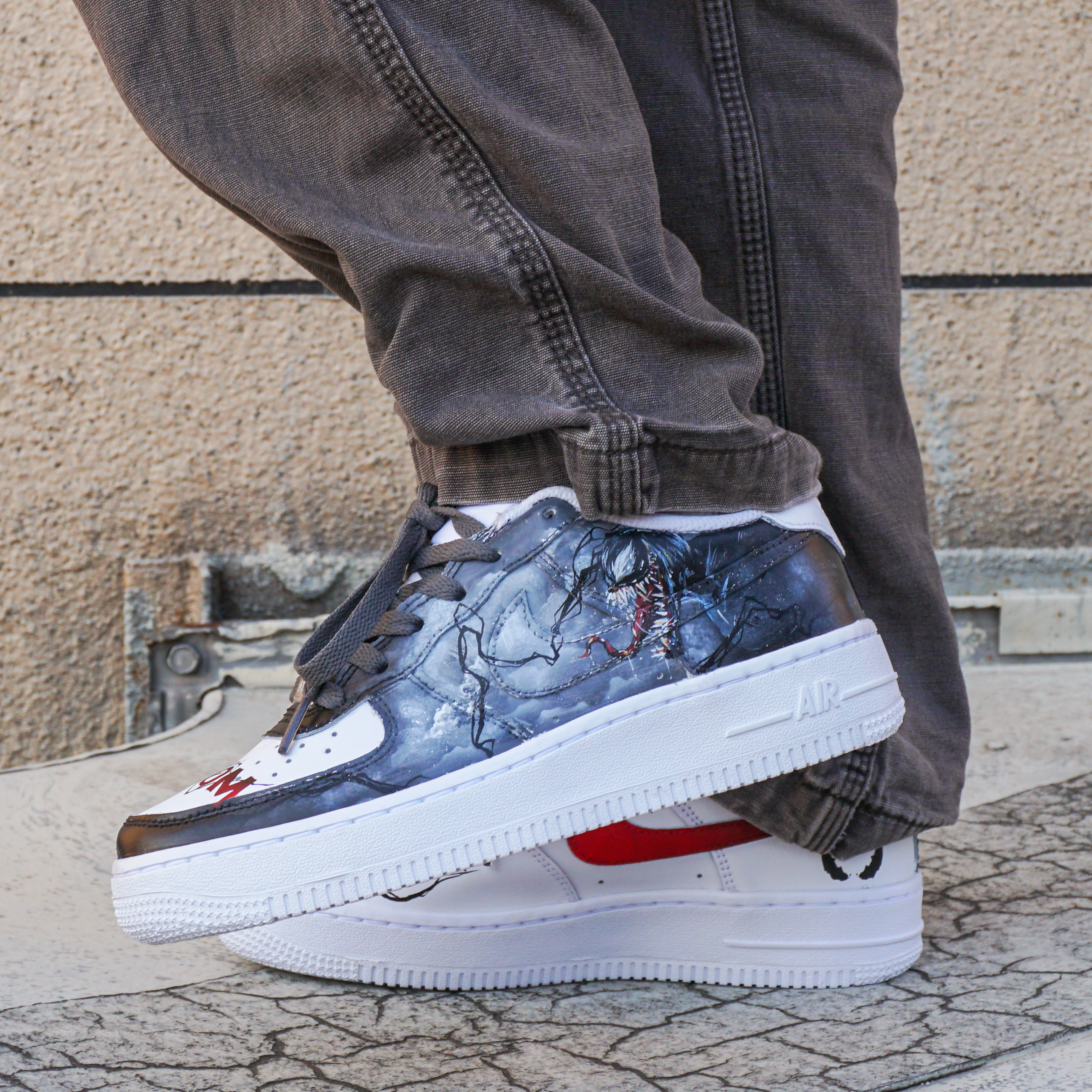 nikeairforce1af1纯白空军超级英雄毒液手绘板鞋