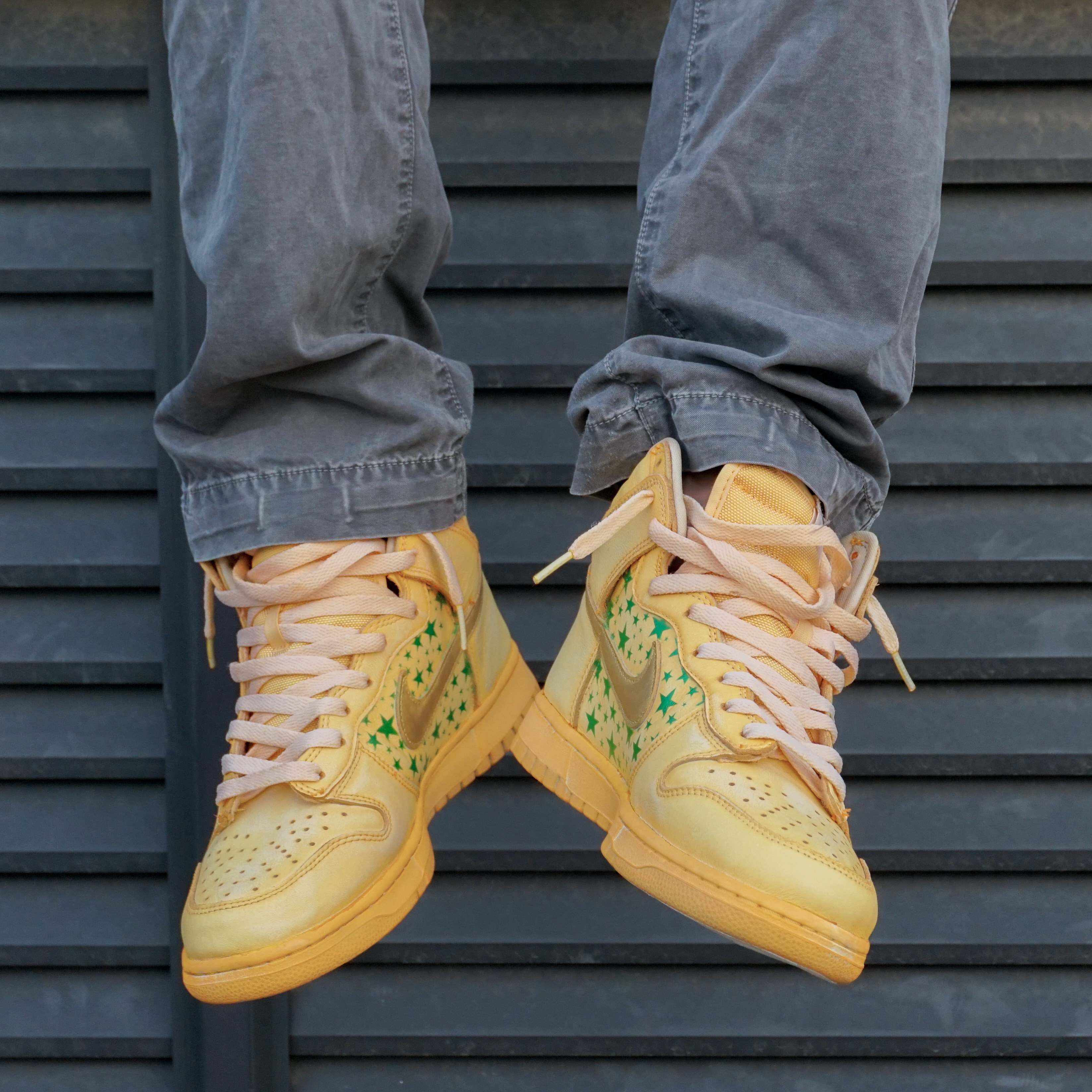 nikesbdunkhigh灰白色高帮金色星星扎染复古运动休闲鞋