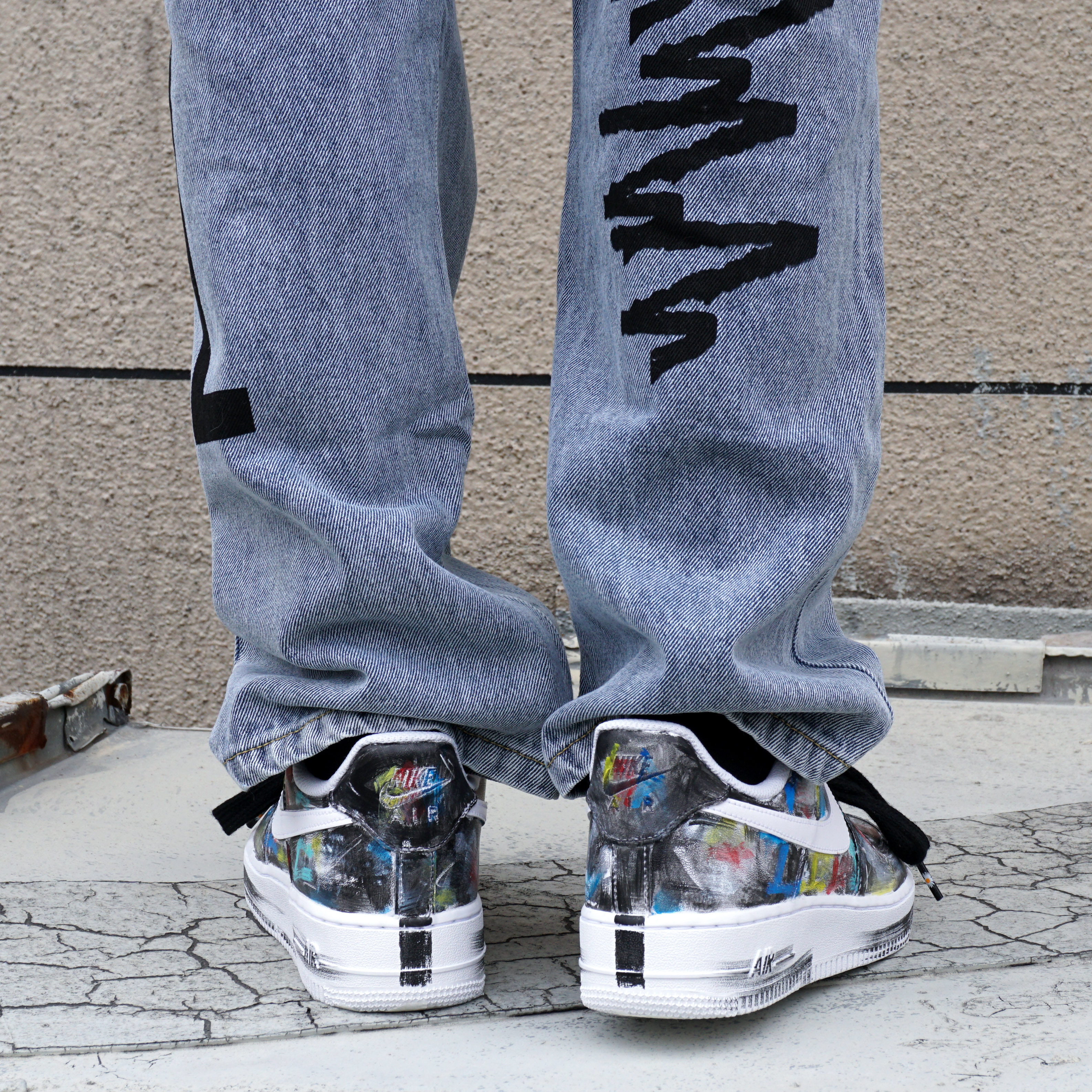 nikeairforce1纯白空军一号gd权志龙小雏菊黑白泼墨板鞋