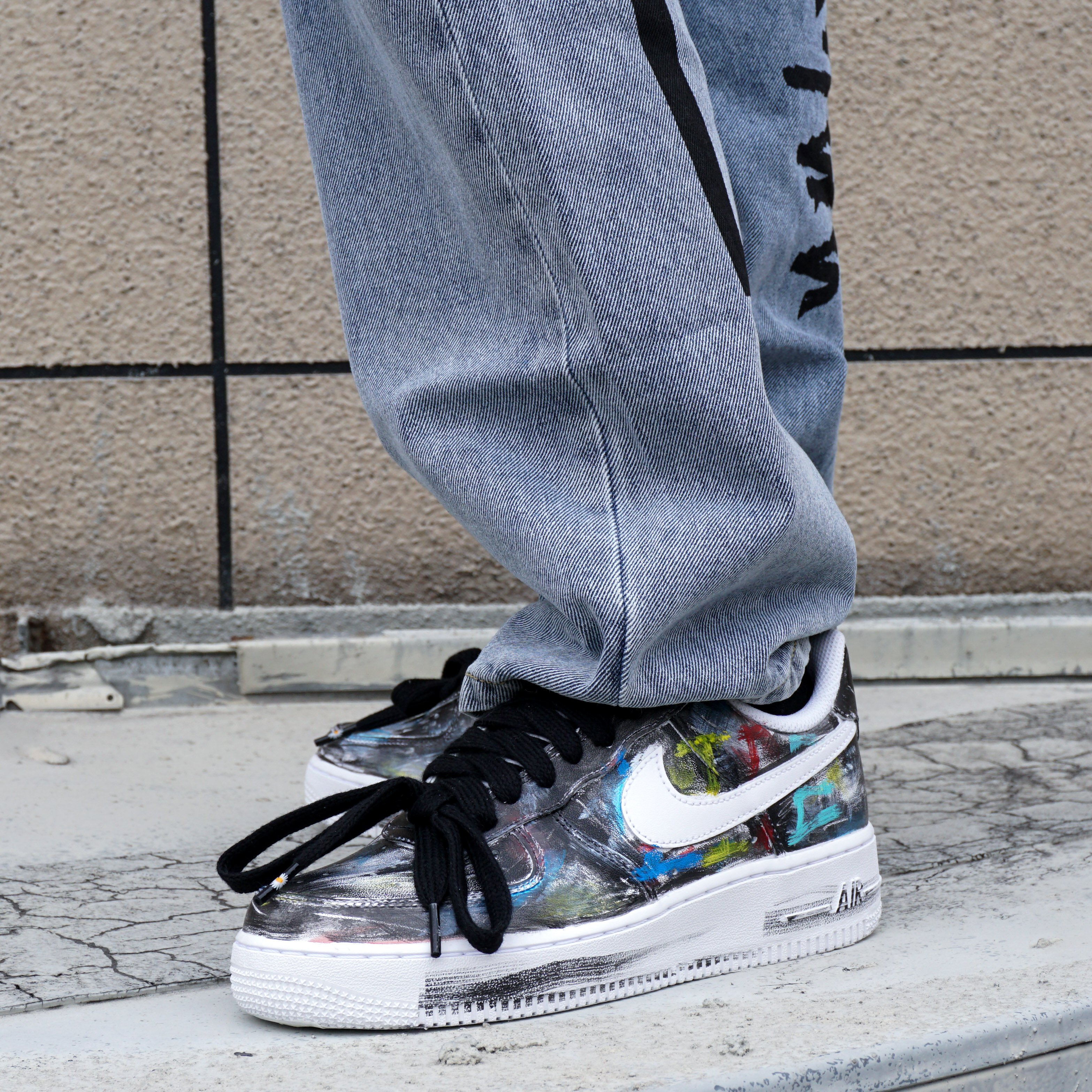 nikeairforce1纯白空军一号gd权志龙小雏菊黑白泼墨板鞋