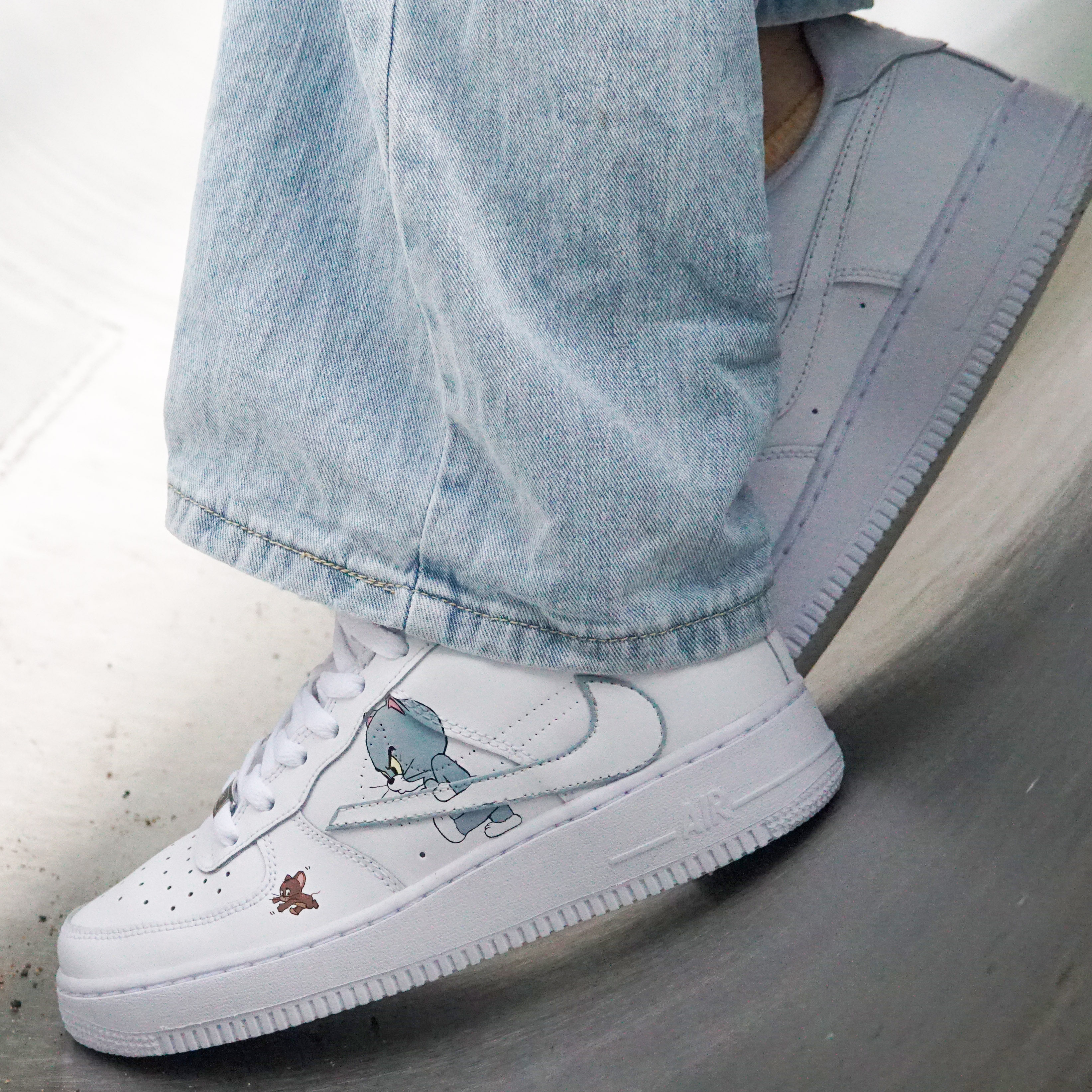 nikeairforce1倒勾猫和老鼠手绘diyaf1纯白空军一号球鞋板鞋