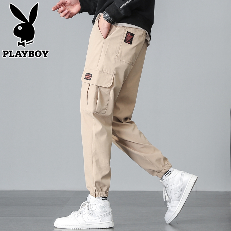 花花公子机能工装裤男束脚夏季薄款男士休闲九分裤宽松裤子男潮牌