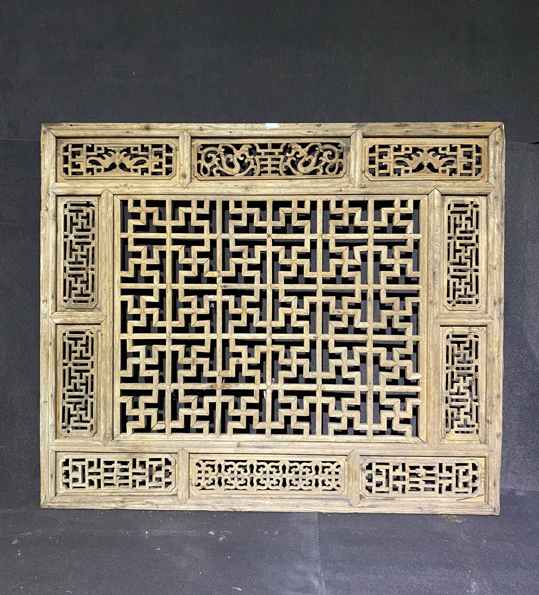 清代万字透雕大窗木雕古玩古董收藏挂屏挂件通花板