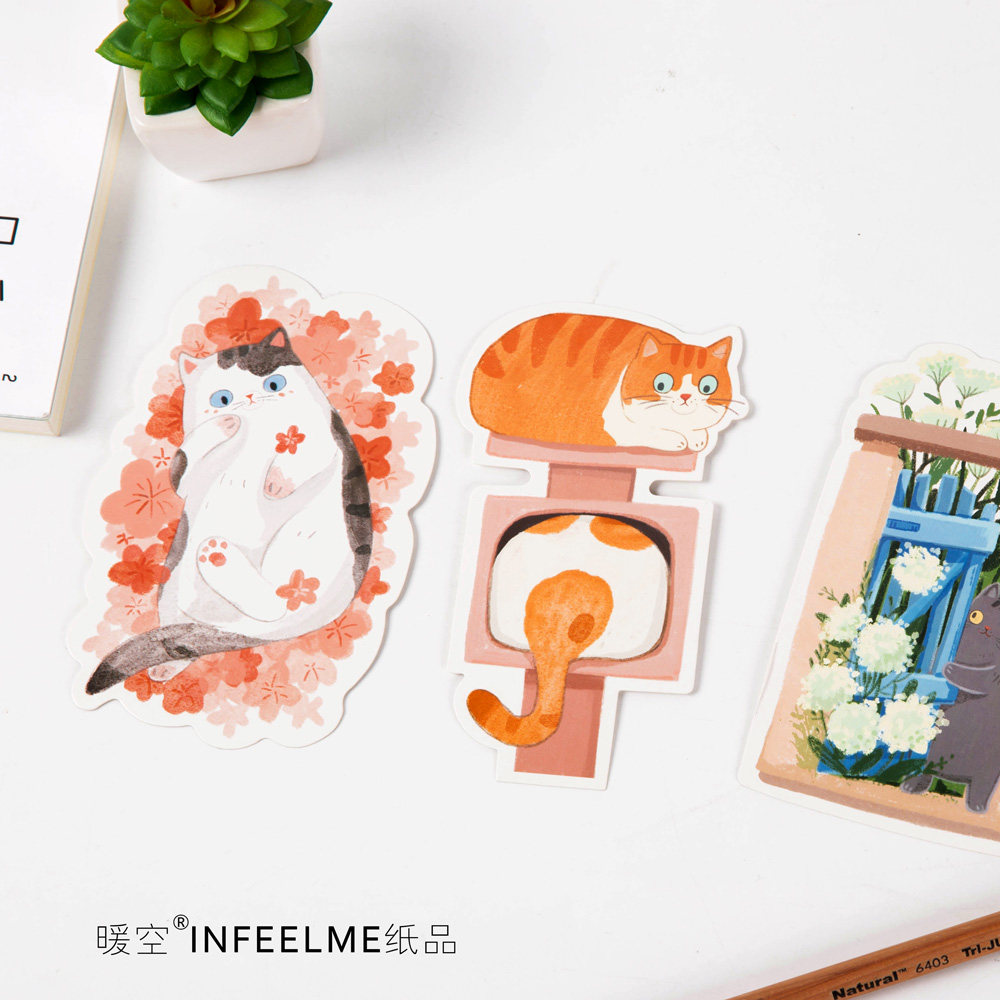 可爱手绘猫咪卡片异形留言装饰照片创意卡通贺卡