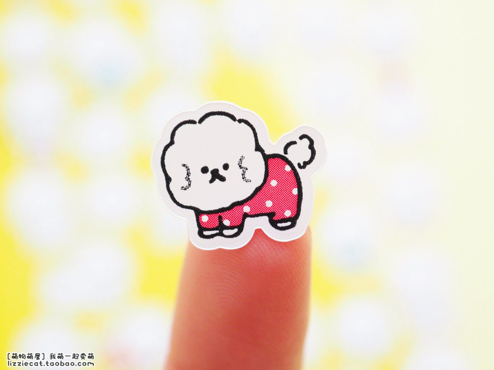 日本mw可爱小白比熊犬小狗激萌迷你你手日记贴纸