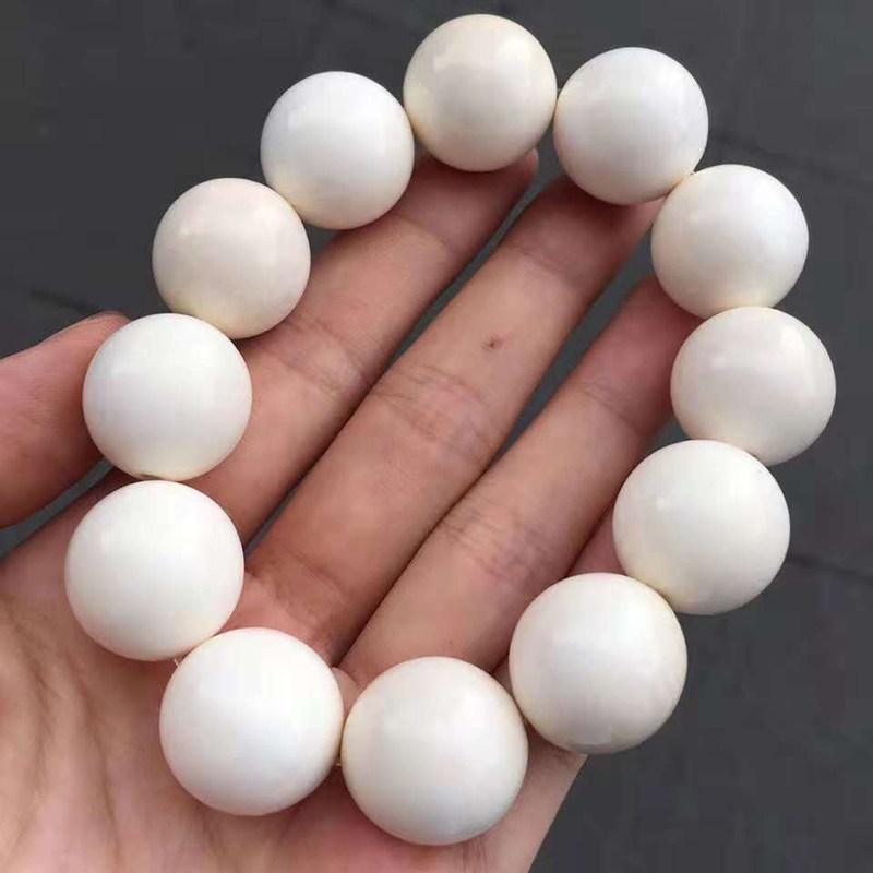 猛犸象牙圆珠手串佛珠手链男女款工艺品收藏圆珠念珠满