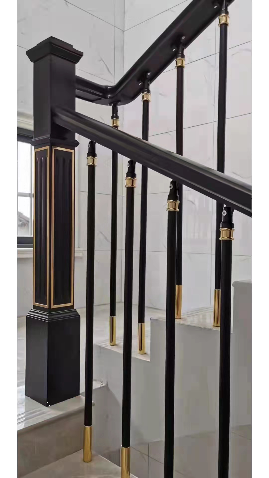 复式楼梯扶手铁艺铝合金高档扶梯护栏简约现代楼梯扶手