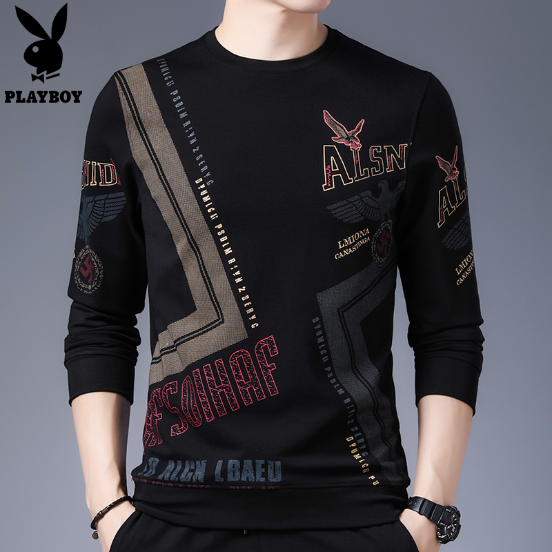 花花公子卫衣男士2022新款春秋季上衣服潮流男装t恤长袖高端品牌