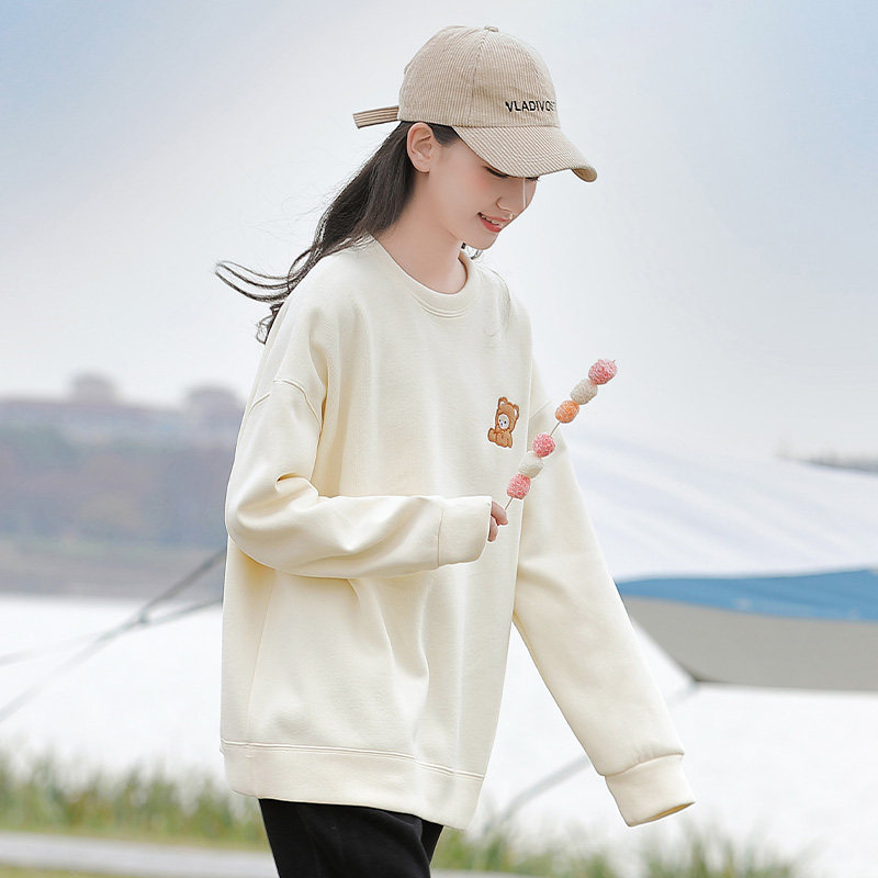 学生加绒卫衣女薄款13岁女孩上衣初中生2022春季卫衣