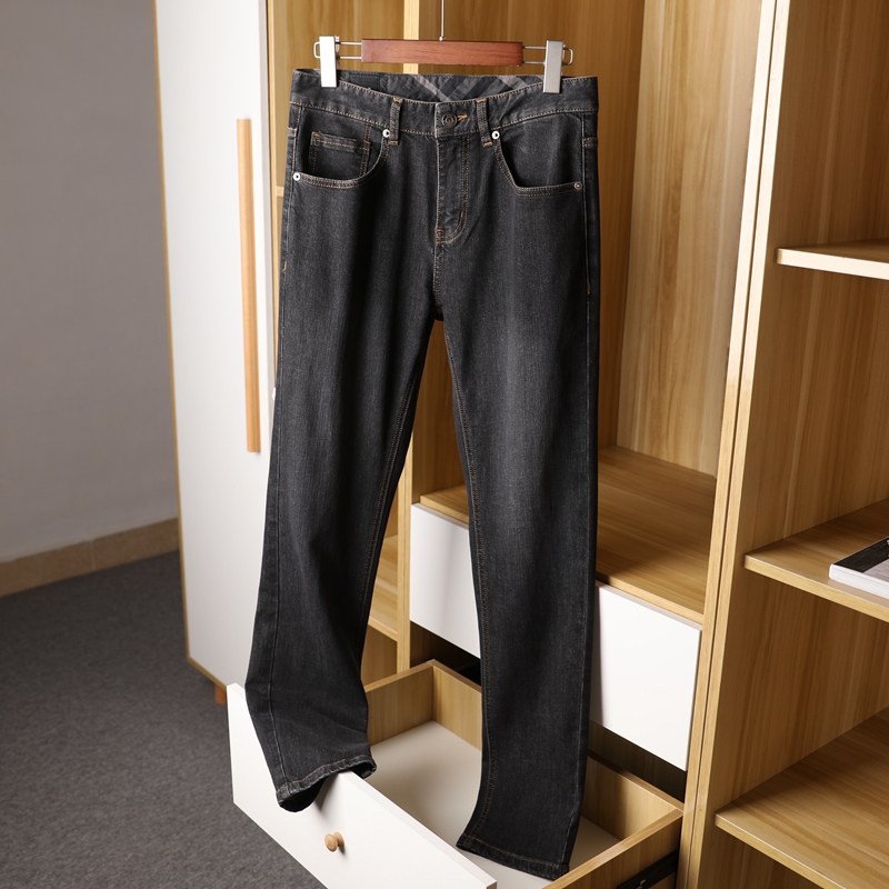 秋季新款简约水洗男装牛仔裤日常休闲微弹直筒裤黑色长裤子