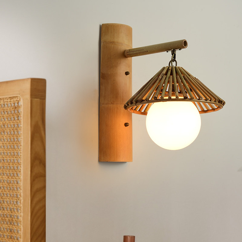 日式壁灯原生态自然禅意茶室竹灯北欧乡村美式壁灯
