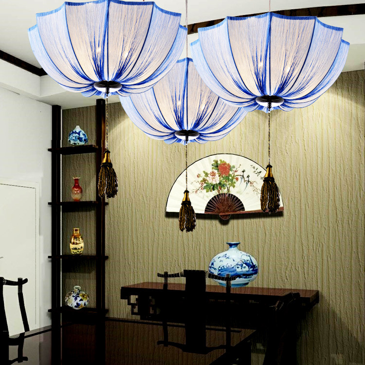 伞灯火锅店吊灯中国风仿古装饰新中式灯具布艺走廊过道餐厅茶楼灯