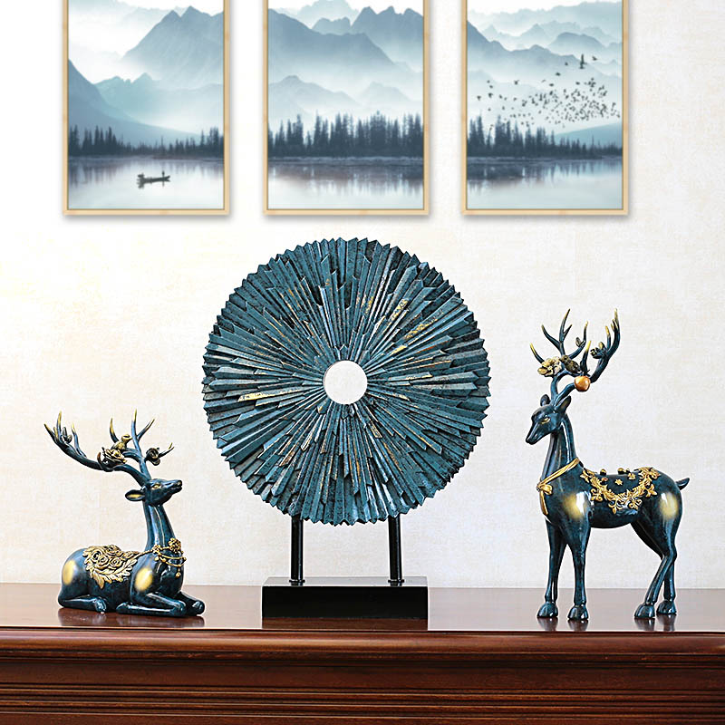 客厅麋鹿摆件轻奢欧式酒柜家居装饰品高档电视柜高端大气工艺品