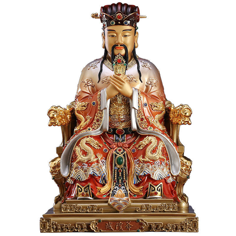 纯铜贴金彩绘城隍爷像家用供奉神像地方官城隍庙装饰摆件