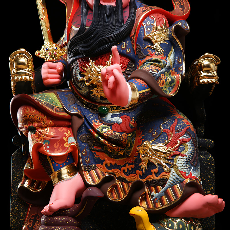 宝成成佛台湾樟木玄天上帝神像木雕手工彩绘摆件