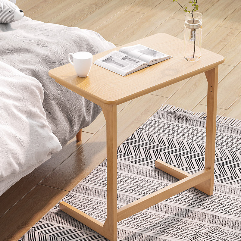 笔记本电脑桌实木木色床边边桌简约家用卧室学生电脑桌