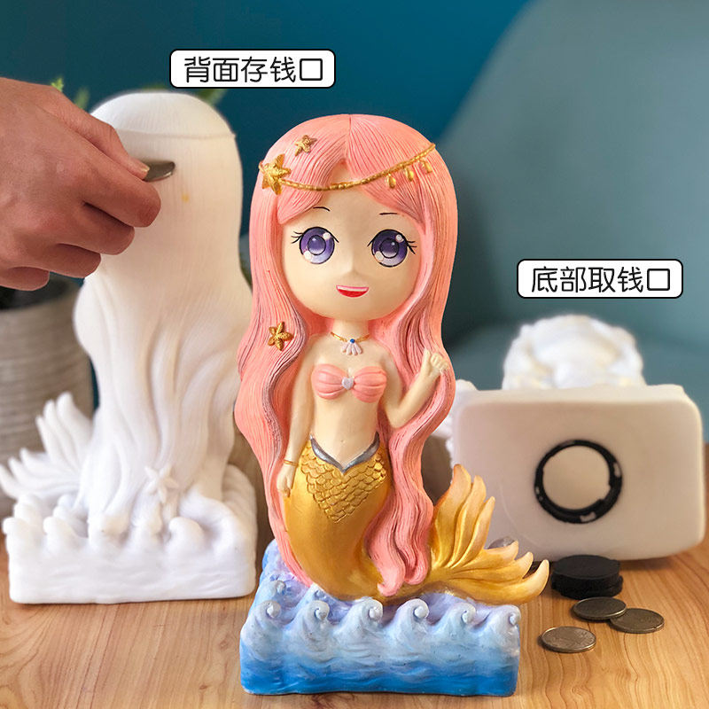 儿童手工涂色石膏娃娃 diy彩绘涂鸦上色玩具搪胶制作存钱罐白模