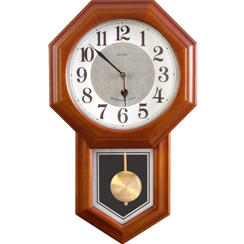 爱时达音乐报时挂钟新中式客厅摆钟欧式复古实木挂钟整点报时钟表