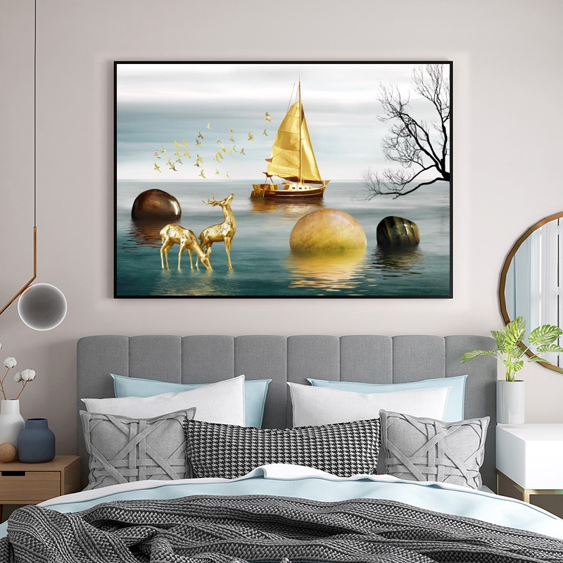 卧室装饰画现代简约主卧床头挂画北欧轻奢酒店宾馆单幅现代装饰画