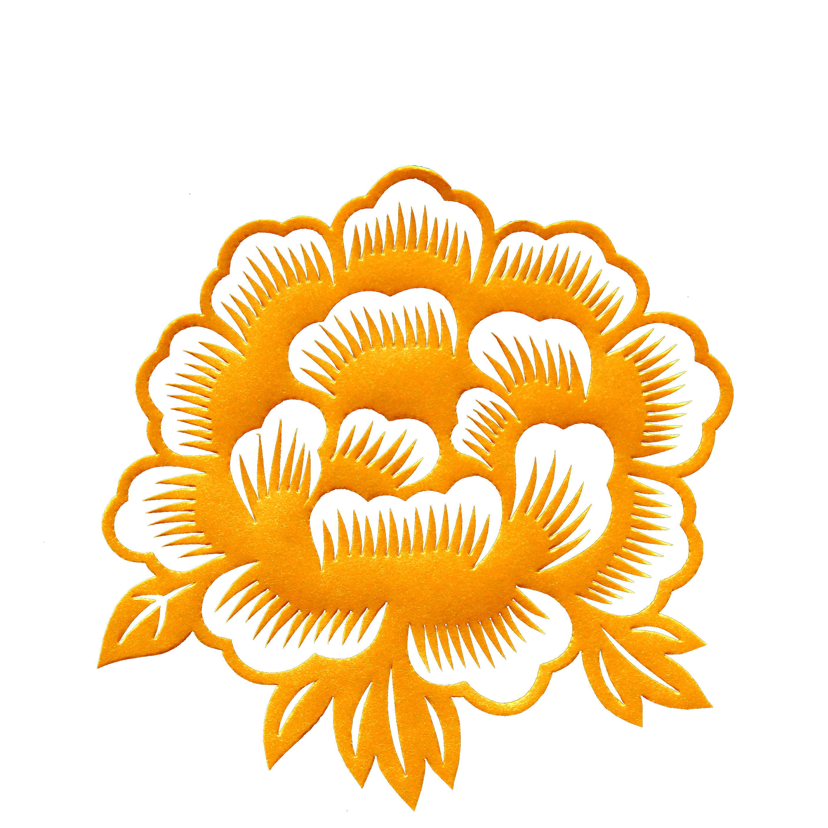 青岛古雅手工剪纸双面红色宣纸荷花菊花牡丹剪纸