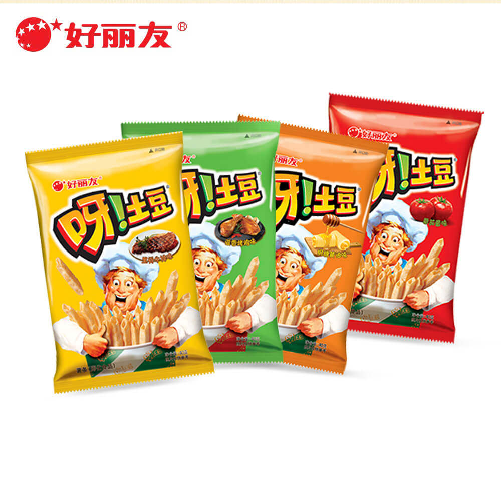 零食好丽友土豆40g空心薯片薯条膨化大礼包休闲膨化食品
