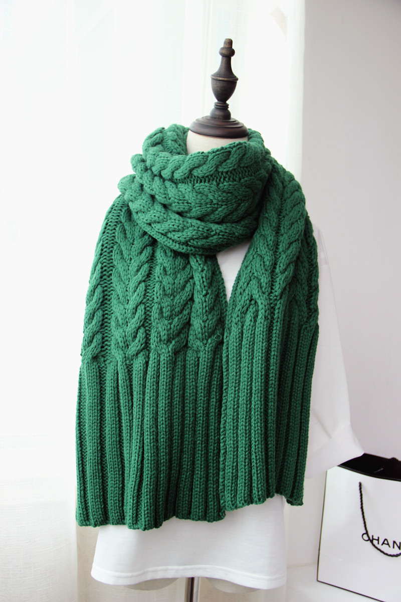 韩国新款麻花粗毛毛线纯色围巾女士保暖男士围巾