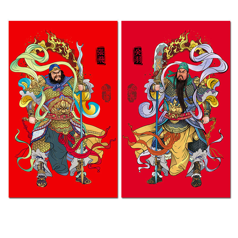 霸气门神2022入宅大吉吉门战神关羽张飞专斩门幅