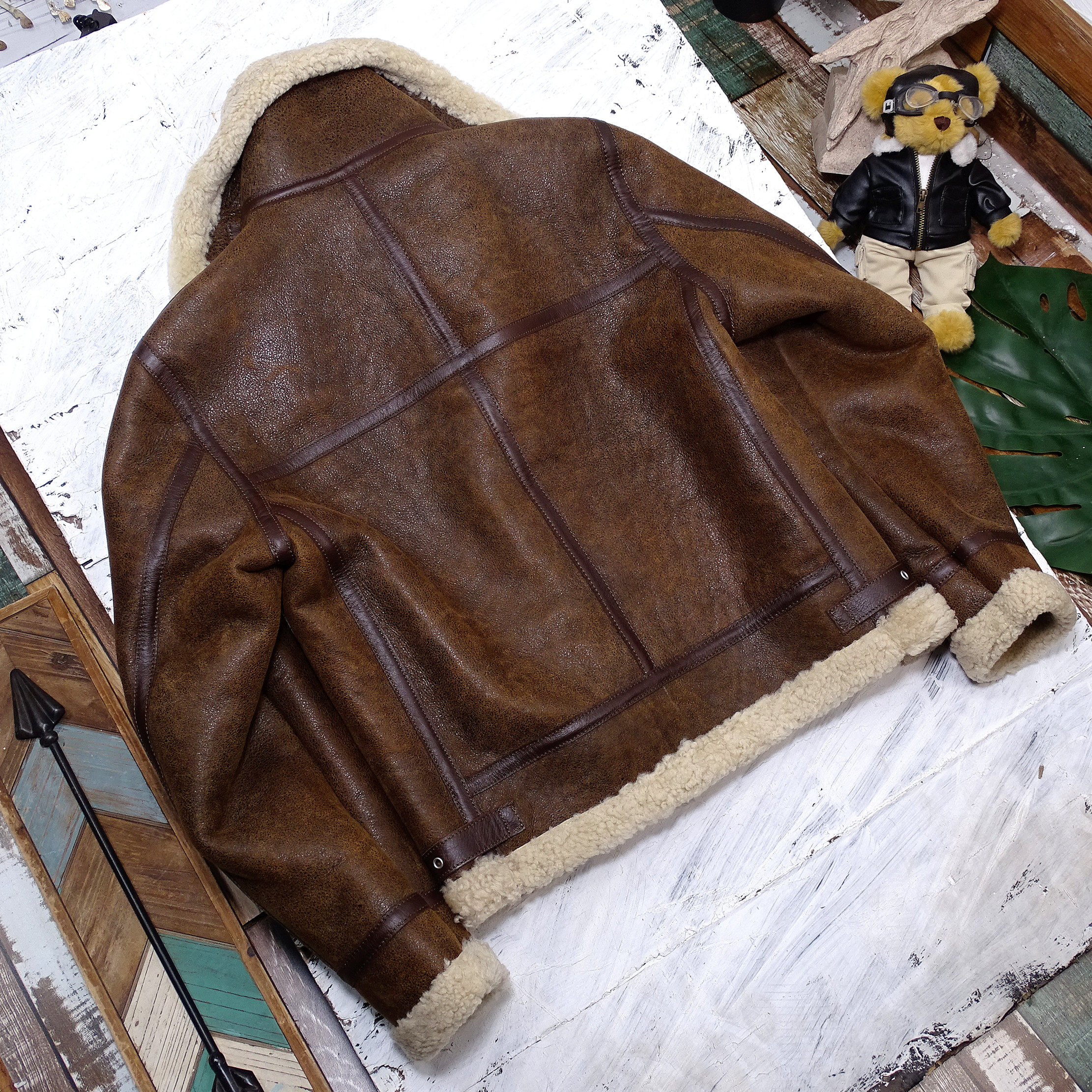 日本贸易公司新款经典b3澳洲羊皮皮毛一体真皮皮衣