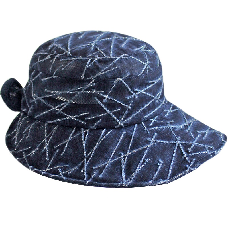 出游韩国进口亮丝蝴蝶结妈妈防晒夏季女减龄宽帽子