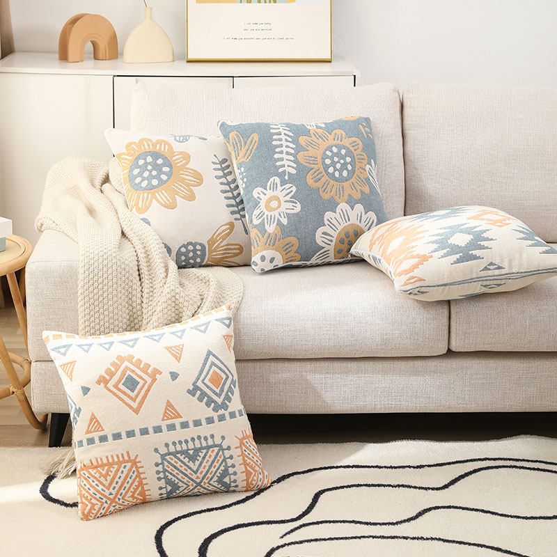沙发巾同款纯棉抱枕枕套北欧欧风靠背办公室布艺靠垫