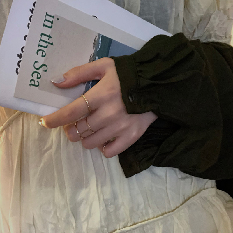 甜酸7只套装戒指女时尚个性ins潮冷淡风尾戒小指食指戒网红手饰品