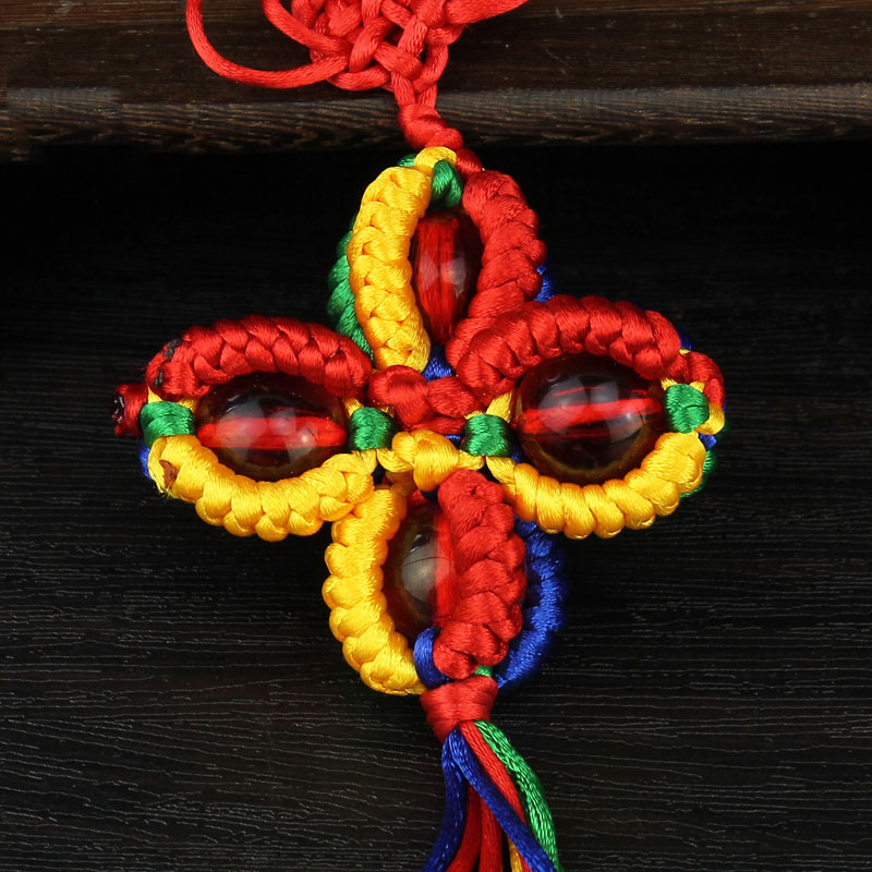 金刚藏式十字手工编织彩线车中国结西藏挂饰车内中国结